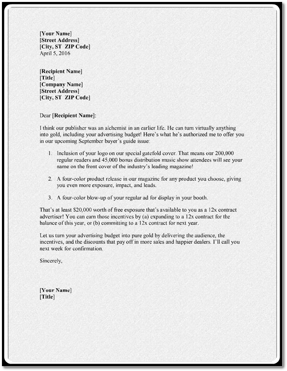 Sales Letter Sample Examples Excel Word Templates
