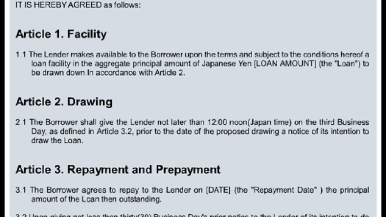 Draft Loan Agreement Template Draft Loan Agreement Template