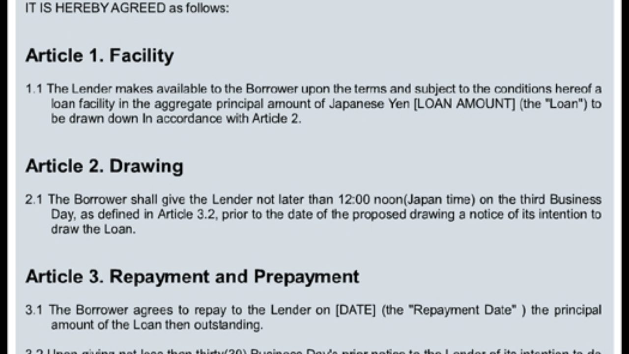 Draft Loan Agreement Template
