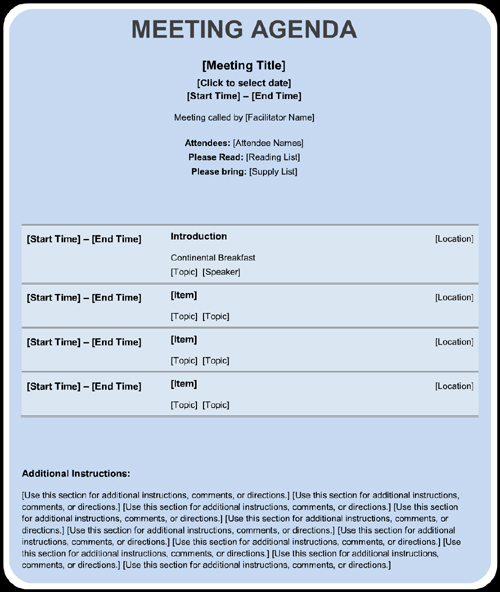 Meeting Agenda Example