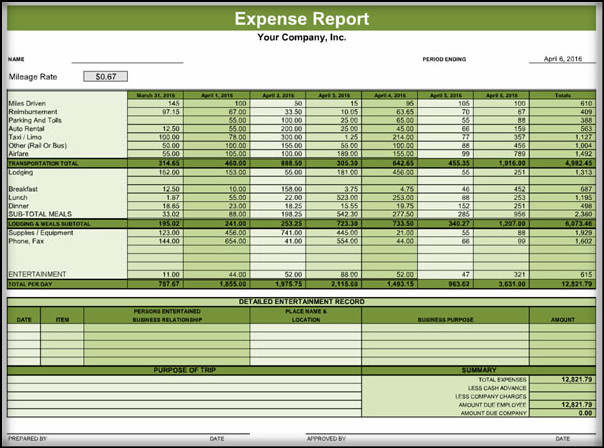 Sample Expense report