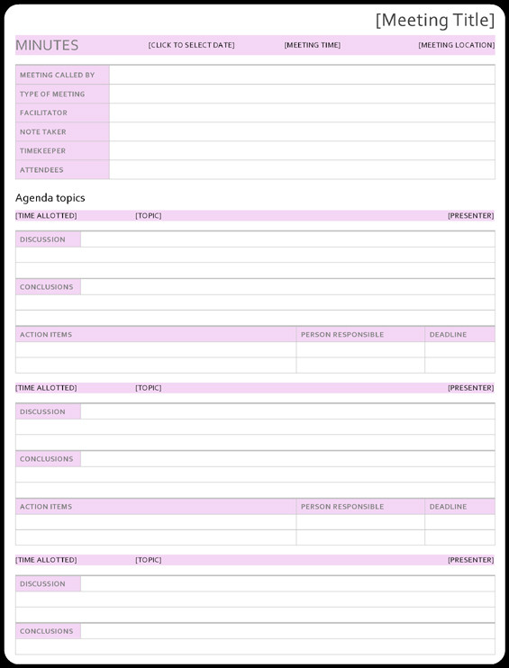 Meeting Minutes Format