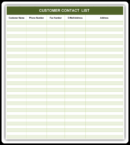 Customer Contact List